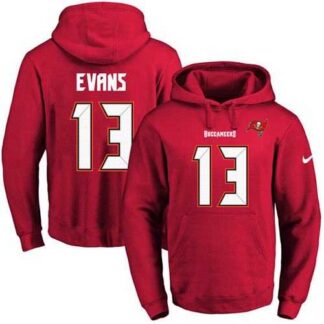 Printed Nike Tampa Bay Buccaneers #13 Mike Evans Red Name & Number Men's Pullover Hoodie
