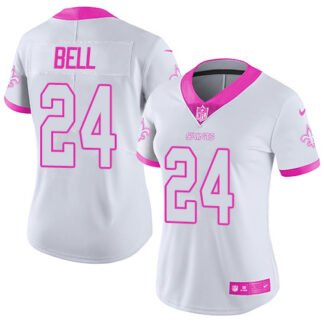 Nike New Orleans Saints #24 Vonn Bell White/Pink Women’s Stitched NFL Limited Rush Fashion Jersey