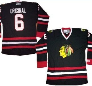 Chicago Blackhawks #6 Parkhurst Original Black Throwback CCM Jerseys