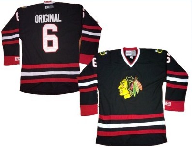 Chicago Blackhawks #6 Parkhurst Original Black Throwback CCM Jerseys