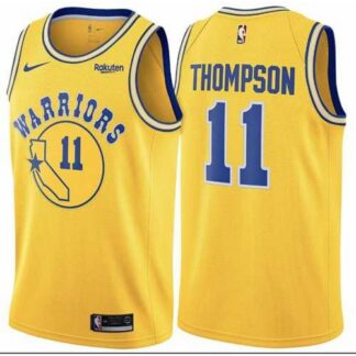 Men’s Nike Golden State Warriors #11 Klay Thompson Gold Throwback NBA Swingman Hardwood Classics Jersey
