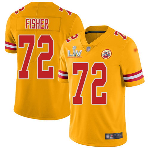 Nike Kansas City Chiefs #72 Eric Fisher Gold Men’s Super Bowl LV Bound Stitched NFL Limited Inverted Legend Jersey
