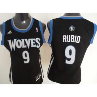 Cheap Women Minnesota Timberwolves 9 Ricky Rubio Black Swingman NBA Jerseys