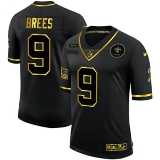 Men's New Orleans Saints #9 Drew Brees 2020 Black/Gold Salute To Service Limited Stitched Jersey