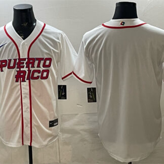 Men's Puerto Rico Baseball Blank White 2026 World Baseball Classic Home Stadium Stitched Jersey