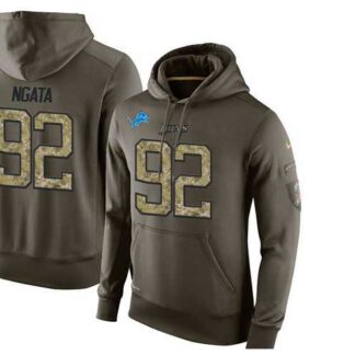 Glued Nike Detroit Lions #92 Haloti Ngata Olive Green Salute To Service Men's Pullover Hoodie