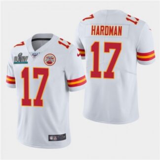 Men's Kansas City Chiefs #17 Mecole Hardman White Super Bowl LIV With 100th Season Patch Vapor Untouchable Limited...