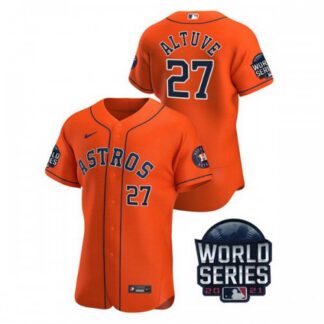 Houston Houston Astros #27 Jose Altuve Men’s Nike 150th Anniversary 2021 World Series Authentic MLB Jersey – Orange...