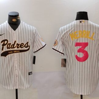 Men's San Diego Padres #3 Jackson Merrill white Cool Base Stitched Baseball Jersey