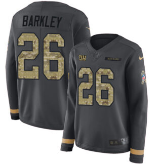 Nike New York Giants #26 Saquon Barkley Anthracite Salute to Service Women’s Stitched NFL Limited Therma Long Sleev...