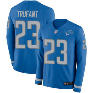 Nike Detroit Lions #23 Desmond Trufant Blue Team Color Men’s Stitched NFL Limited Therma Long Sleeve Jersey