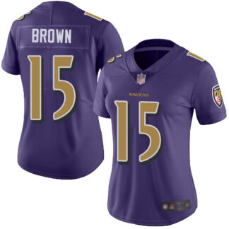 Nike Baltimore Ravens #15 Marquise Brown Purple Women’s Stitched NFL Limited Rush Jersey