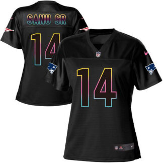 Nike New England Patriots #14 Mohamed Sanu Sr Black Women’s NFL Fashion Game Jersey