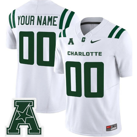 Youth Charlotte 49ers White 2025 Vapor F.U.S.E. Limited Custom Jersey