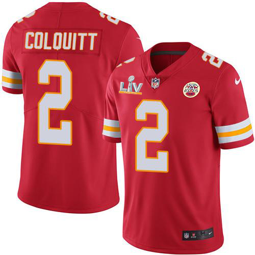 Nike Kansas City Chiefs #2 Dustin Colquitt Red Team Color Youth Super Bowl LV Bound Stitched NFL Vapor Untouchable...