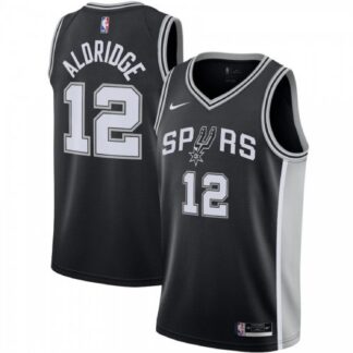 Men's San Antonio Spurs LaMarcus Aldridge #12 Nike Black 2020/21 Swingman Jersey - Icon Edition