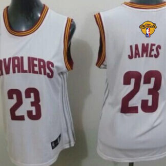 Women's Cleveland Cavaliers #23 LeBron James White 2016 The NBA Finals Patch Jersey