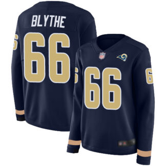 Nike Los Angeles Rams #66 Austin Blythe Navy Blue Team Color Women’s Stitched NFL Limited Therma Long Sleeve Jersey