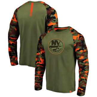 New York Islanders Fanatics Branded OliveCamo Recon Long Sleeve Raglan T-Shirt
