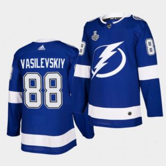 Adidas Tampa Bay Lightning #88 Andrei Vasilevskiy Blue Home Authentic 2021 NHL Stanley Cup Final Patch Jersey Men’s