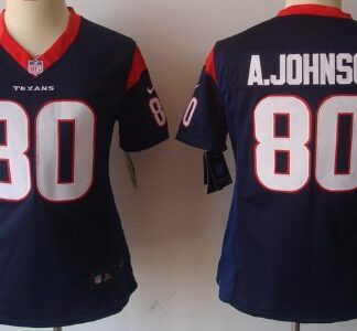 Women's Nike Limited Houston Texans #80 Andre Johnson Blue Jerseys