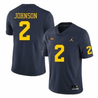 Men's Michigan Wolverines #2 Will Johnson Navy Blue Stitched Jersey Dzhi