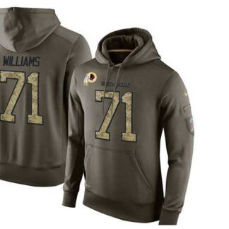 Glued Nike Washington Redskins #71 Trent Williams Olive Green Salute To Service Men's Pullover Hoodie