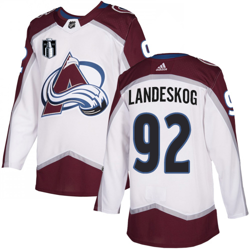 Adidas Colorado Avalanche #92 Gabriel Landeskog White Youth 2022 Stanley Cup Final Patch Road Authentic Stitched NH...