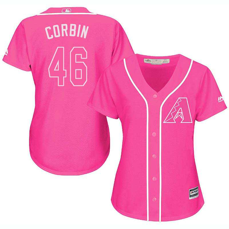Glued Women's Arizona Diamondbacks #46 Patrick Corbin Pink New Cool Base Jersey WEM