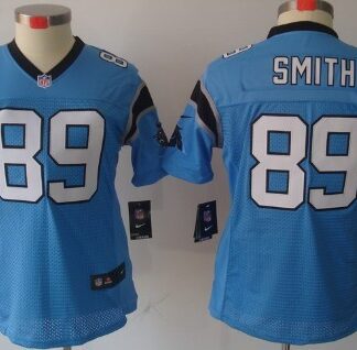 Nike Carolina Panthers #89 Steve Smith Light Blue Limited Womens Jersey