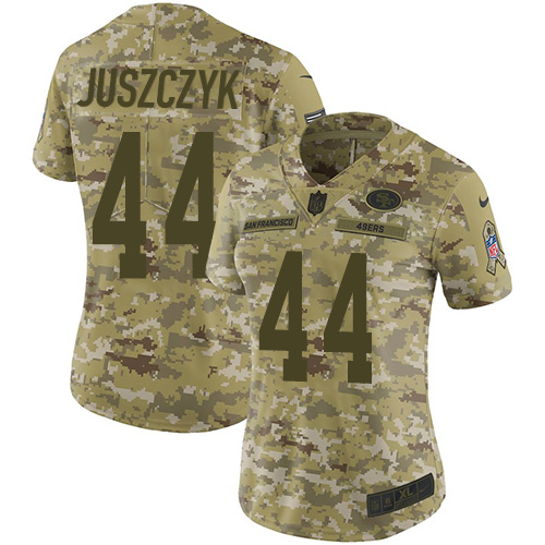 Nike San Francisco 49ers #44 Kyle Juszczyk Camo Women’s Stitched NFL Limited 2018 Salute to Service Jersey