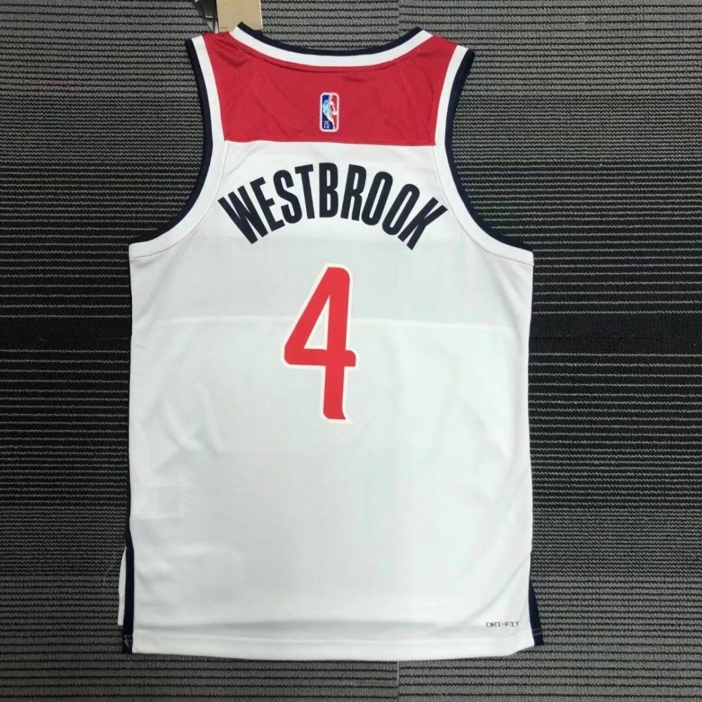 Men's Washington Wizards Westbrook #4 Nike White 2021/22 Swingman NBA Jersey - Association Edition - Image 2
