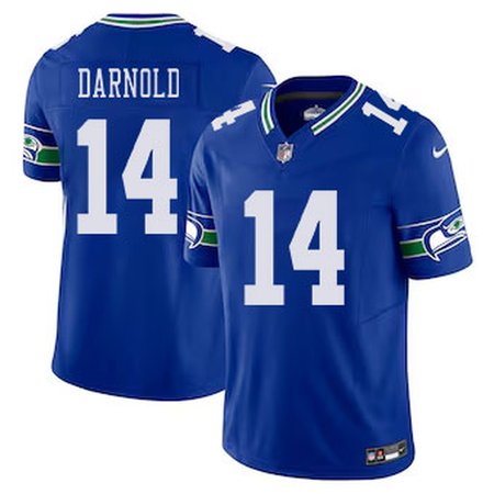 Men's Seattle Seahawks #14 Sam Darnold Royal 2024 F.U.S.E Vapor Limited Stitched Football Jersey
