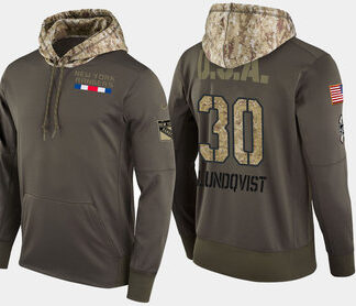 Nike New York Rangers 30 Henrik Lundqvist Olive Salute To Service Pullover Hoodie