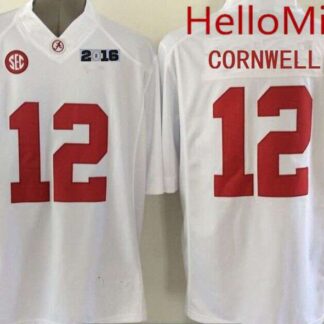 Men's Alabama Crimson Tide #12 David Cornwell White 2016 BCS College Football Nike Limited Jersey