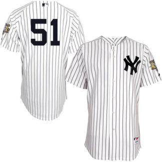 Men's New York Yankees #51 Bernie Williams Retired White Stitched MLB Majestic Cool Base Jersey with Commemorative...