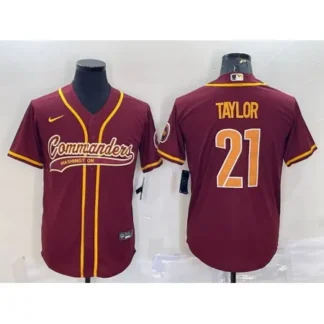 Men's Washington Commanders #21 Sean Taylor Burgundy With Patch Cool Base Stitched Baseball Jersey