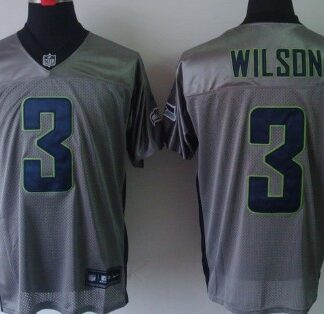 Nike Seattle Seahawks #3 Russell Wilson Gray Shadow Elite Jersey