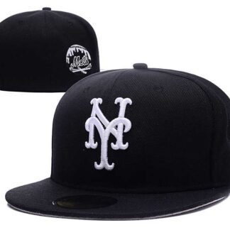 Mets Team Logo Black Fitted Hat LX