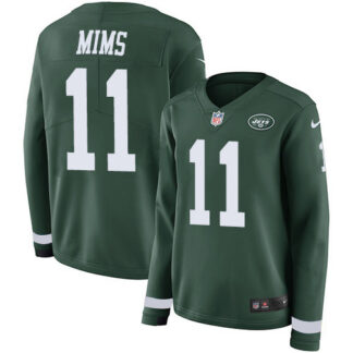 Nike New York Jets #11 Denzel Mim Green Team Color Women’s Stitched NFL Limited Therma Long Sleeve Jersey