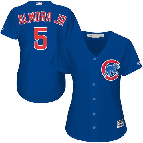 Chicago Cubs #5 Albert Almora Jr. Blue Alternate Women’s Stitched MLB Jersey
