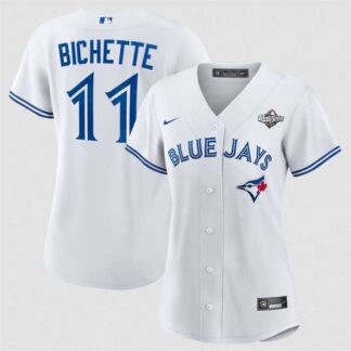 Women's Toronto Blue Jays #11 Bo Bichette White 2025 World Series Home Cool Base Stitched Jersey Dzhi