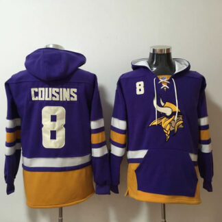 Nike Vikings 8 Kirk Cousins Purple All Stitched Hooded Sweatshirt