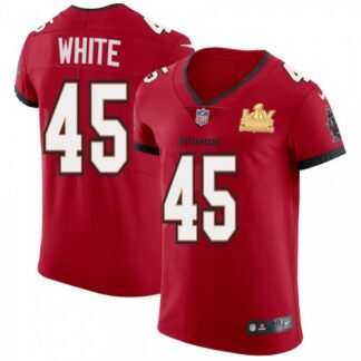 Tampa Bay Buccaneers #45 Devin White Men’s Super Bowl LV Champions Patch Nike Red Vapor Elite Jersey