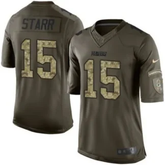 Packers #15 Bart Starr Green Youth Stitched NFL Limited Salute to Service Jersey