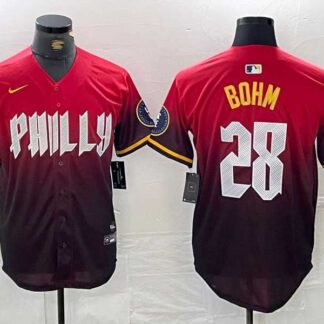 Men's Philadelphia Phillies #28 Alec Bohm Red 2024 City Cool Base Jersey