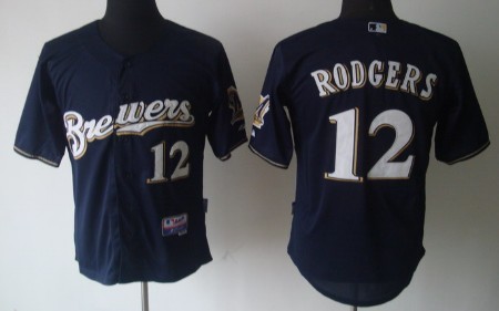 Milwaukee Brewers #12 Aaron Rodgers Blue Jerseys
