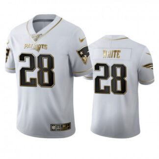 New England New England Patriots #28 James White Men’s Nike White Golden Edition Vapor Limited NFL 100 Jersey