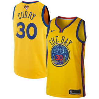 Nike Golden State Warriors #30 Stephen Curry Gold Women’s 2022 NBA Finals Swingman City Edition Jersey Womens