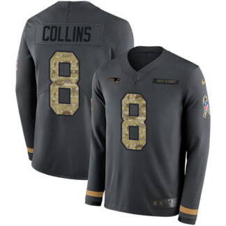 Nike New England Patriots #8 Jamie Collins Sr Anthracite Salute to Service Men’s Stitched NFL Limited Therma Long S...
